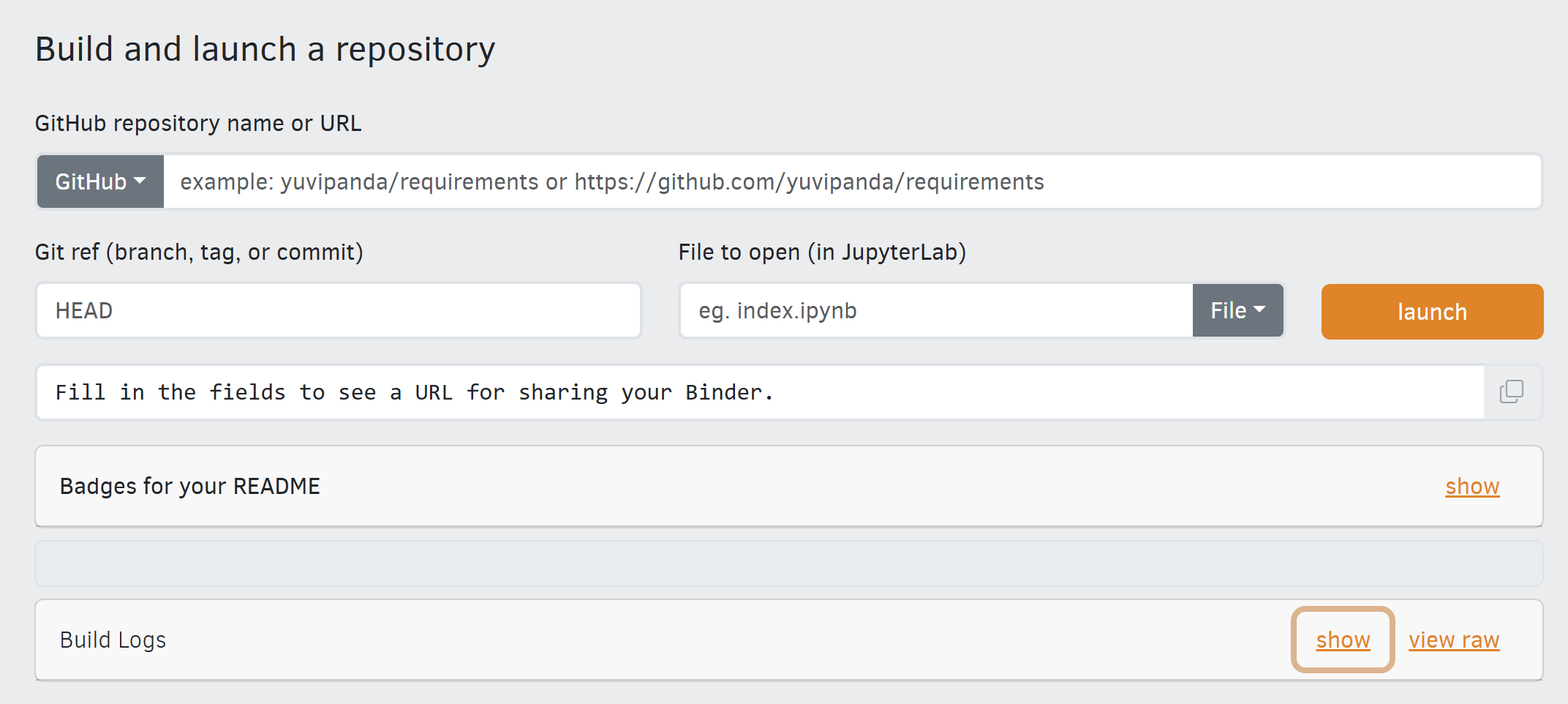MyBinder Landing Page